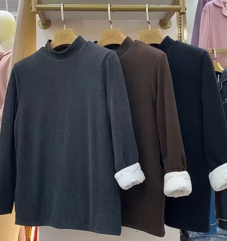 欧蜜涵505男高领套头衫蚕丝加厚打底衫保暖上衣纯色内穿单件