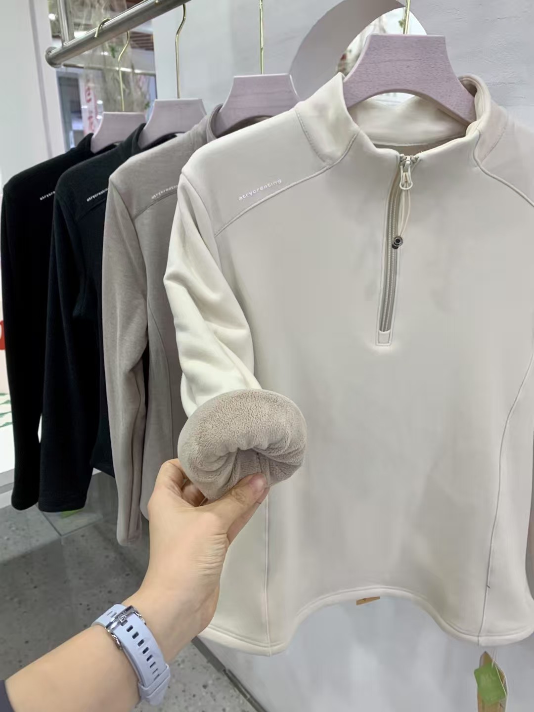 蔓美人219加厚加绒女内搭半拉链立领T恤长袖外套修身纤小羽5219