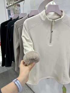 蔓美人219加厚加绒女内搭半拉链立领T恤长袖 纤小羽5219 外套修身