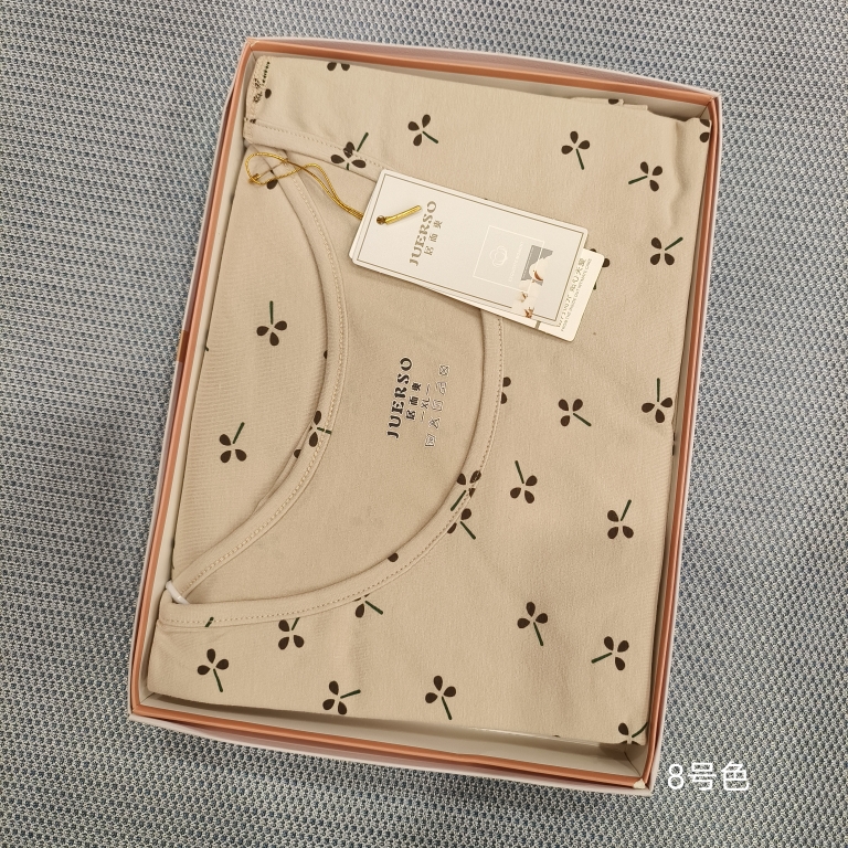 居而爽女士印花内衣新款莱卡棉保暖套装圆领打底亲肤秋衣秋裤2302