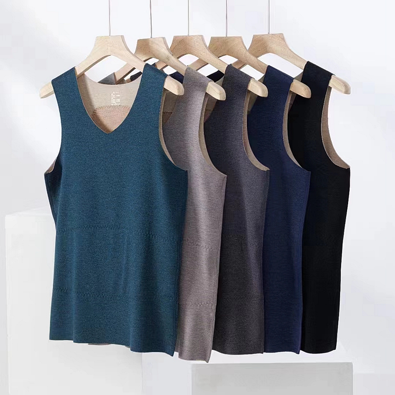 绅玛保暖背心蚕丝羊毛男士