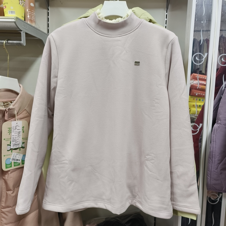 婉彦高领套头衫羊毛加厚打底衫保暖上衣纯色内穿单件棉蕾丝领3650