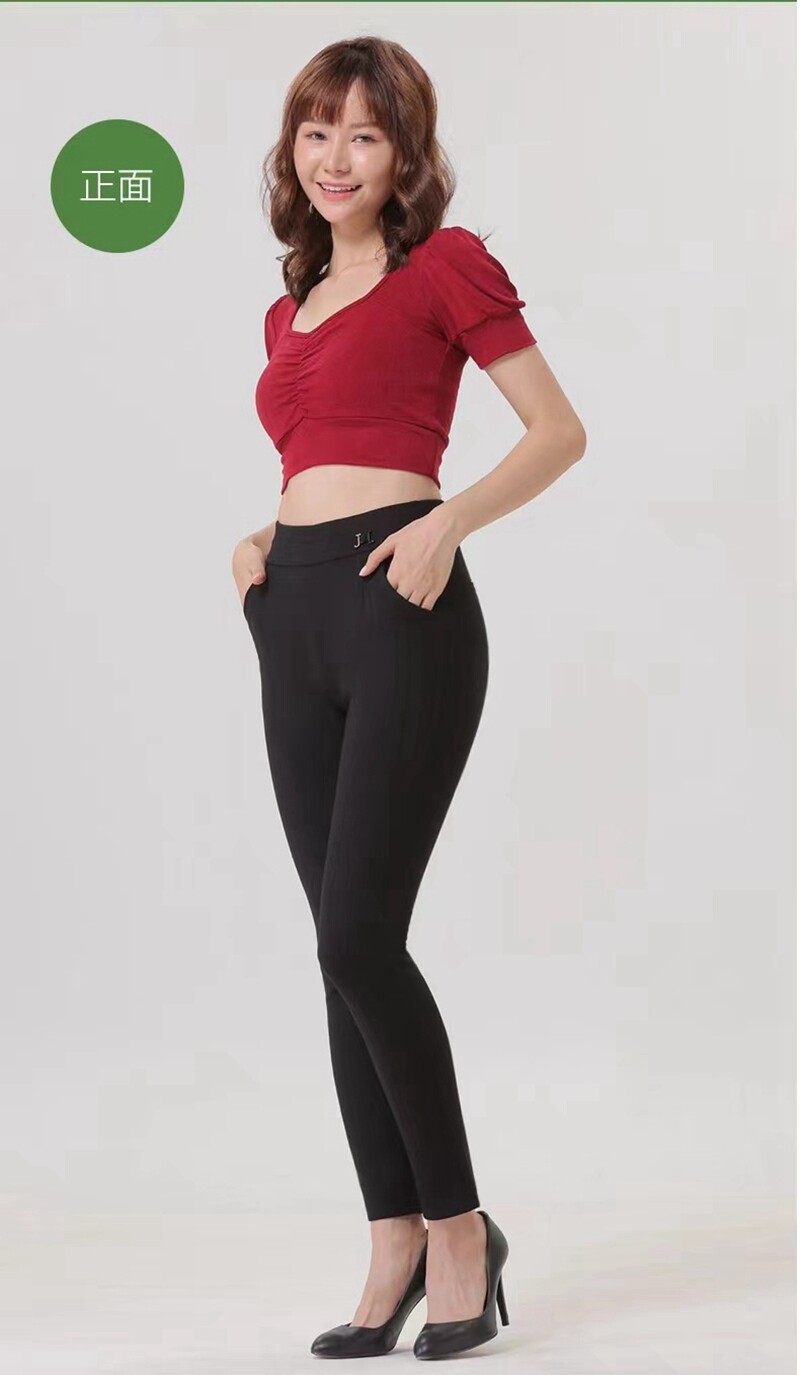 新款美仪62130女士罗马布羊羔绒外穿保暖裤高腰加厚修身裤棉裤