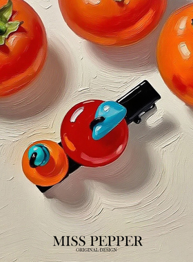 民族风复古柿子发夹小众精致编织松石蜜蜡刘海侧边夹藏式女发饰品