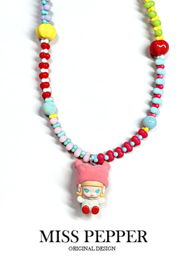 新款原创可爱茉莉卡通多巴胺项链女小众设计感高级气质毛衣链颈链