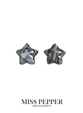 随心配原创设计可爱星星耳钉女简约小巧精致可爱甜美不对称耳环夹