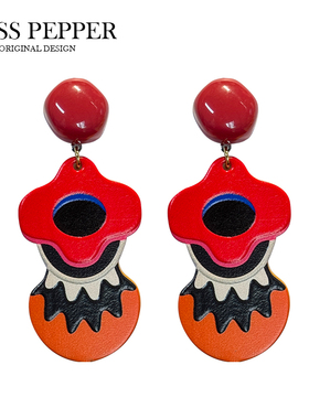 MP原创设计春夏新款波普之花耳钉气质花朵耳环夸张简约耳饰耳夹女