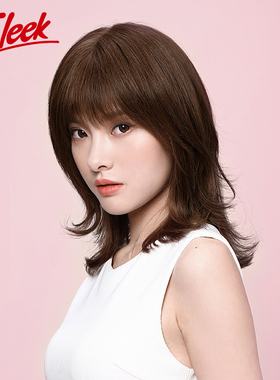 sleek假发女明星同款真人发丝手织修脸自然蓬松中长锁骨发头套