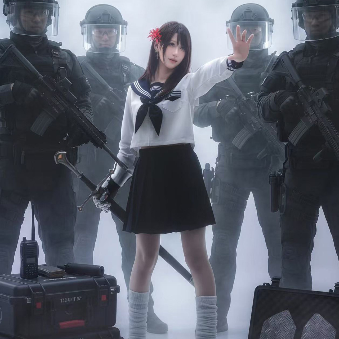 日系水手服JK制服全套校供感基础款白三本长袖学院校服百搭水手服