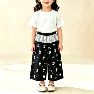 清新女宝九分夏裤透气轻薄儿童防晒裤女童日常舒适百搭九分长裤