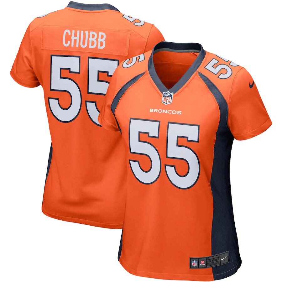 nfl丹佛野马denver broncos橄榄球服55号bradley chubb球衣女装