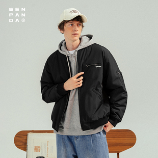 BENPANDA 秋冬季飞行员夹克棉服男潮牌棉衣日系宽松休闲保暖外套