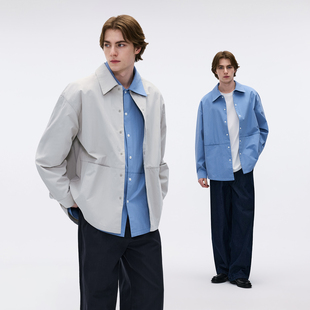 新款 BENPANDA 男宽松百搭翻领夹克外套2026春季 衬衫 纯色休闲长袖