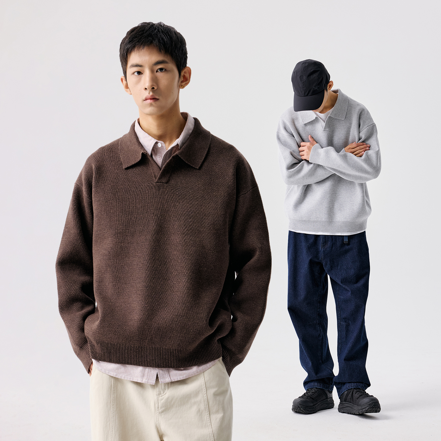 BENPANDA基础翻领细织毛衣