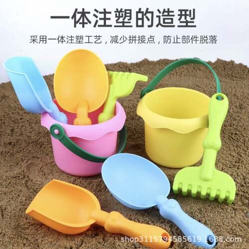 儿童沙滩桶戏水玩沙挖雪软胶耐摔