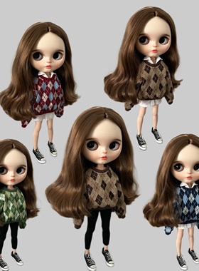 blythe小布娃娃ob24 27 azone ymy22素体 pp fr娃衣 菱形格卫衣