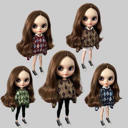 blythe小布娃娃ob24 27 azone ymy22素体 pp fr娃衣 菱形格卫衣