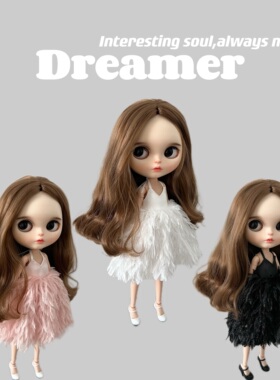 小布blythe娃娃衣服 ob24 azone19关节体 ymy22 娜娜 娃衣 羽毛裙