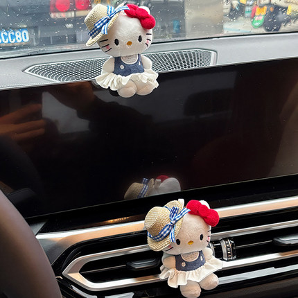 车内饰品摆件车载可爱helloKitty汽车空调出风口装饰女士车用好物