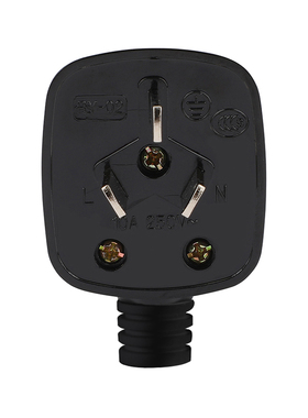 黑色国标三角电源插头工业大功率空调热水器三脚家用接线纯铜更换