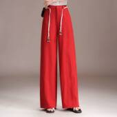 2026亚麻高腰百搭宽松垂感显瘦时尚 新款 女春季 品牌专柜休闲阔腿裤