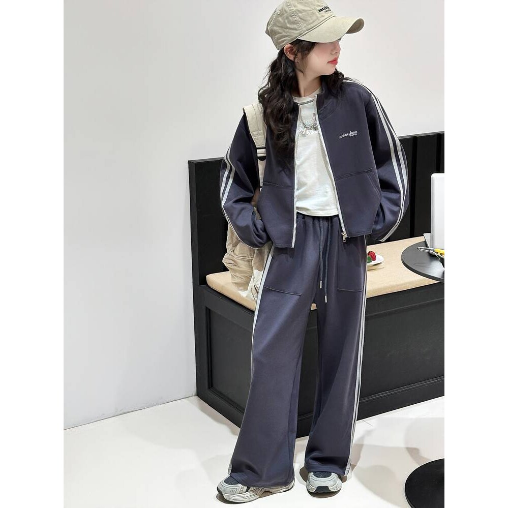 品牌专柜女童春装运动套装2026新款洋气中大童春季拉链衫外套休闲