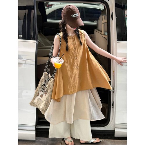 品牌专柜女童巨好看洋气夏装套装2026新款中大童娃娃衫T恤女孩夏