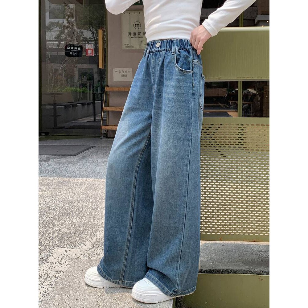 品牌专柜女童裤子2026春秋长裤纯色中大童洋气阔腿裤潮流女宝阔腿