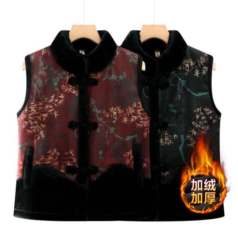 品牌专柜妈妈秋冬加绒马夹加厚外穿保暖一体背心中老年女马甲外套