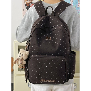 品牌专柜新款格子背包女款复古初中生大容量书包高中生学生轻便百