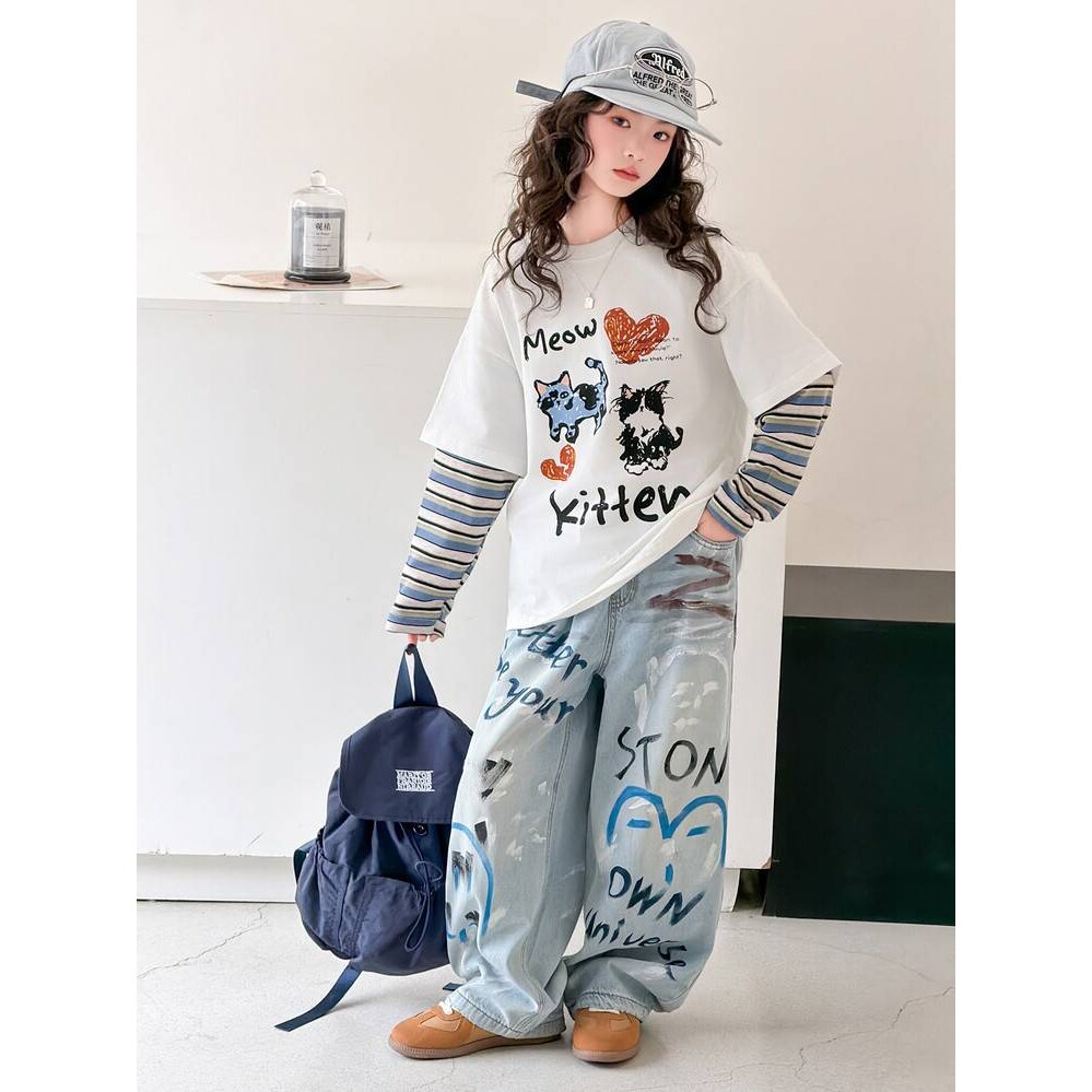 品牌专柜女童套装2026春季新款儿童休闲运动两件套春装女大童假两