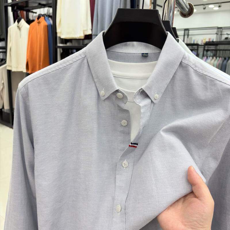 品牌专柜2026春季新款中年男士纯色长袖宽松舒适休闲衬衫男士开衫