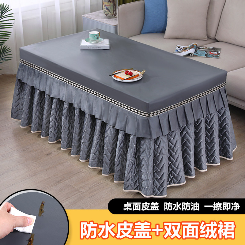 新款烤火罩加厚加绒防水防油皮盖长方形电暖炉取暖桌布套冬季保暖