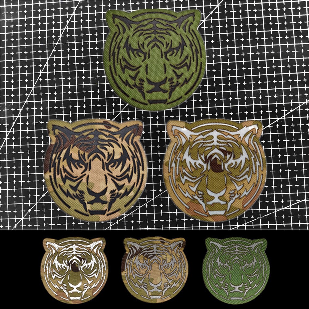 森林之王 迷彩老虎士气章魔术贴臂章 反光布贴 战术虎头徽章 包贴