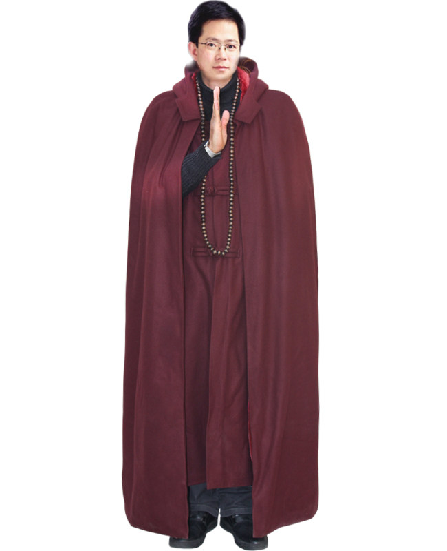 正念加厚高档毛呢打禅男长款披风禅修斗篷打坐披肩禅修服披肩男女