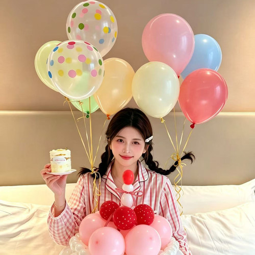 ins风彩色复古乳胶气球女生成人拍照背景氛围装饰生日派对装饰