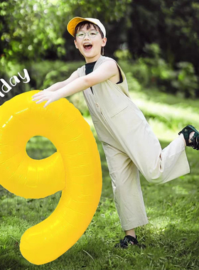 萌叔派对~40寸黄色数字气球户外拍照可咸可甜周岁生日布置道具