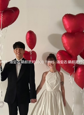 520告白求婚气球布置冲氦气可飘空 红色爱心情侣户外室内拍照道具