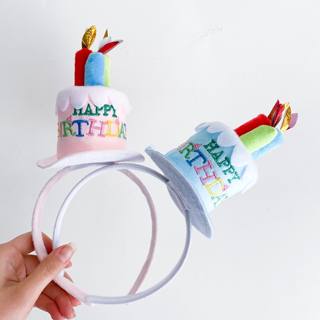 ins网红儿童生日帽子蜡烛发箍派对宝宝彩色蛋糕帽拍照布置道具