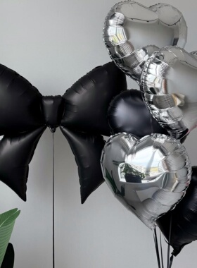ins风黑色超大蝴蝶结铝膜气球节庆派对装饰开业活动商场美陈布置