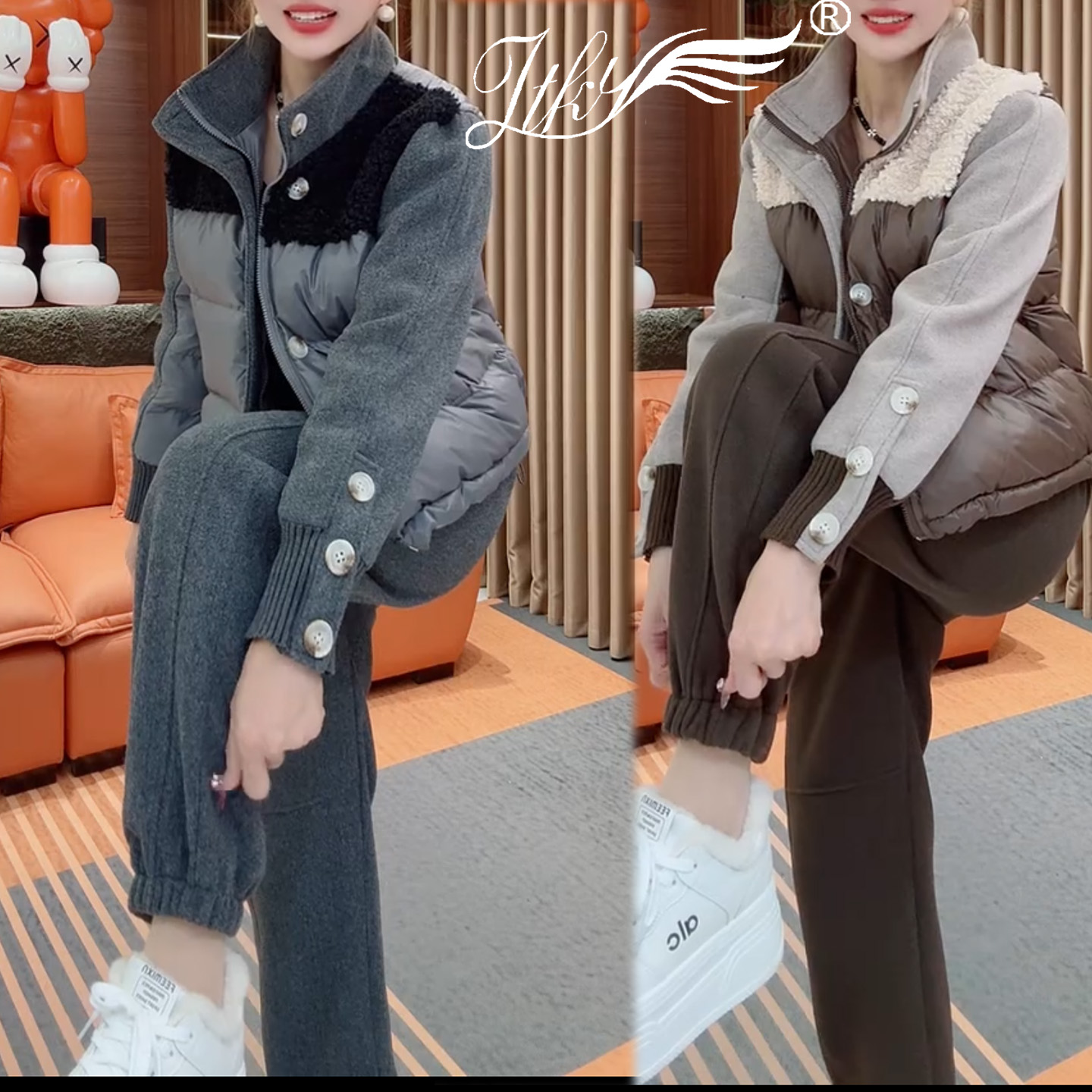 2025冬新款休闲加厚棉服套装