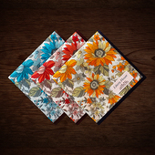 日本制造薄款 女士手帕纯棉吸汗手绢女全棉印花方巾玛格丽特花手巾