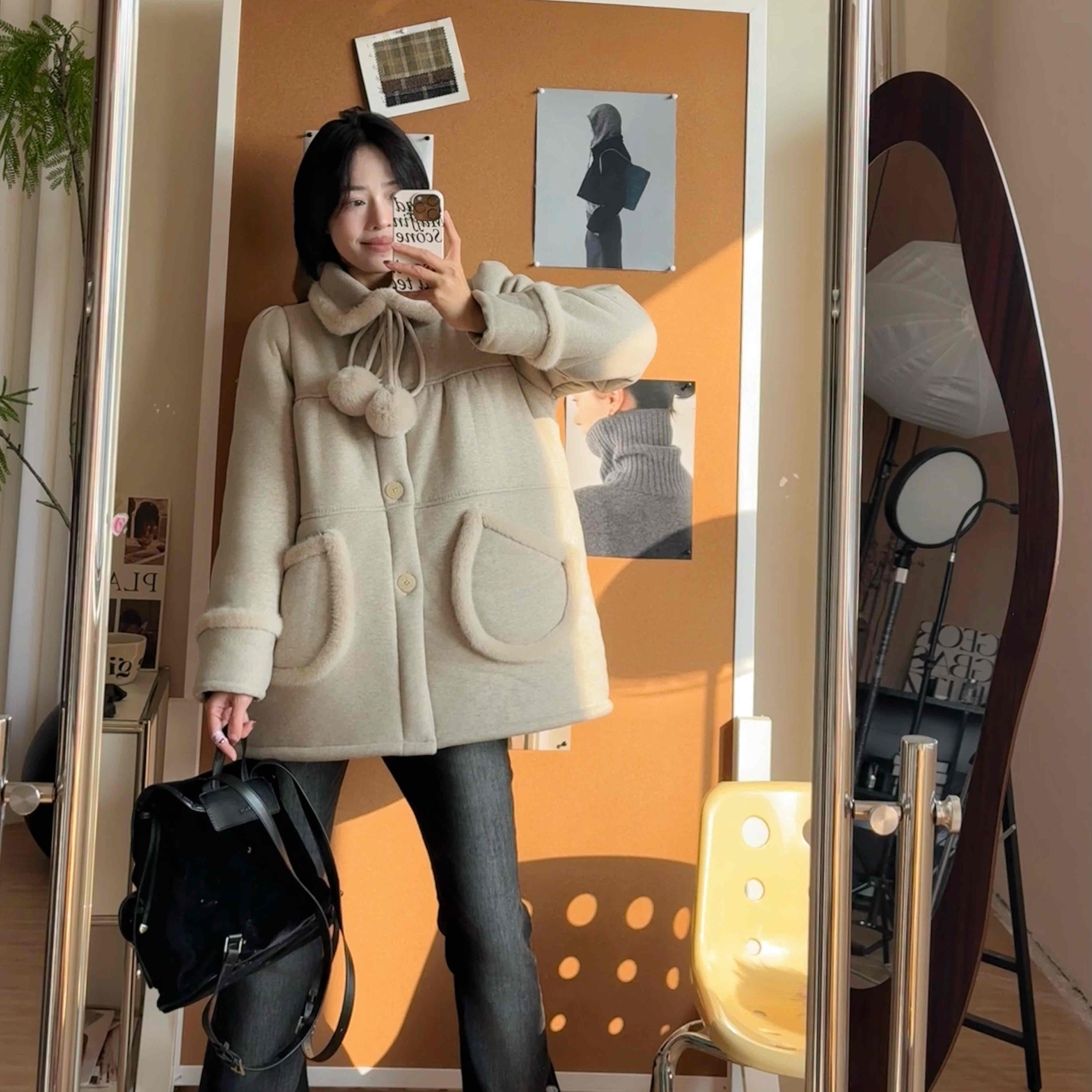 2025年新款冬季中长款睡袍三层加绒加厚大衣外套可外出家居服套装