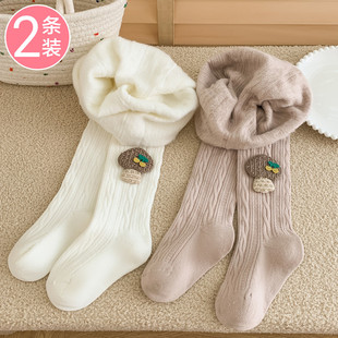 女童孩春秋冬季加厚薄绒款磨毛连裤袜子儿童蘑菇可开裆打底裤宝宝