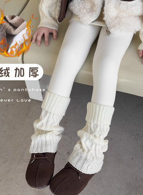 女童冬季加绒加厚款保暖打底裤子