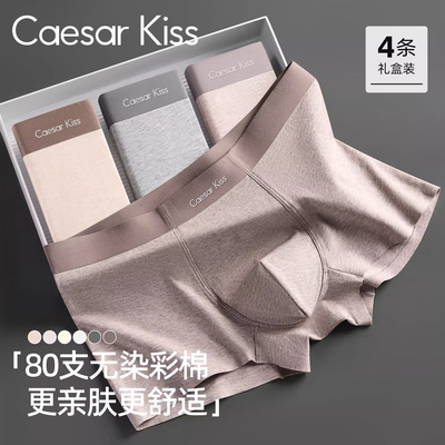CaesarKiss男士内裤男生2026新款纯棉高档全棉四角平短裤抗菌透气