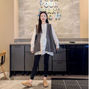 【秋冬新款】孕妇装韩版时尚款宽松大码显瘦遮肉V领马甲针织背心