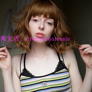 New natural curly wig hair fashion short bangs air fluffy