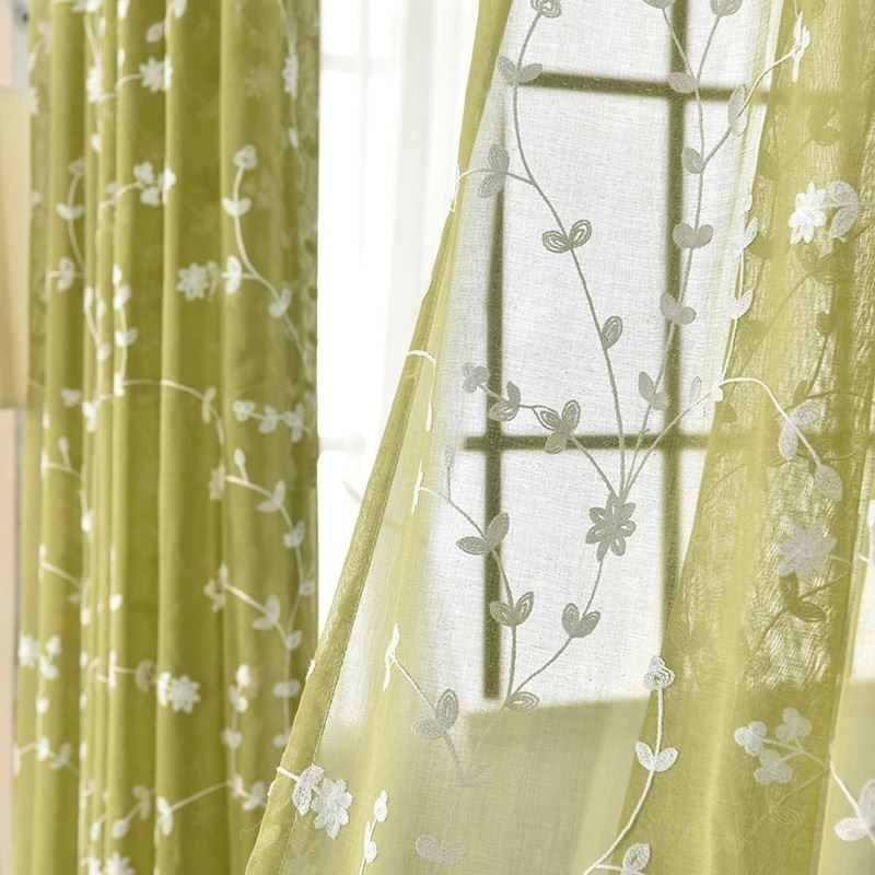 Korean embroidery window screen curtain linen curtain