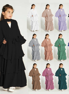 飘逸三层雪纺儿童裙无头巾 Children's chiffon dress